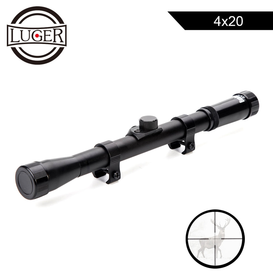 LUGER 4x20 Hunting Riflescopes Tactical Optics Reflex Sight Crosshair Scope With 11mm Rail Mount For.22 Caliber Air Gun