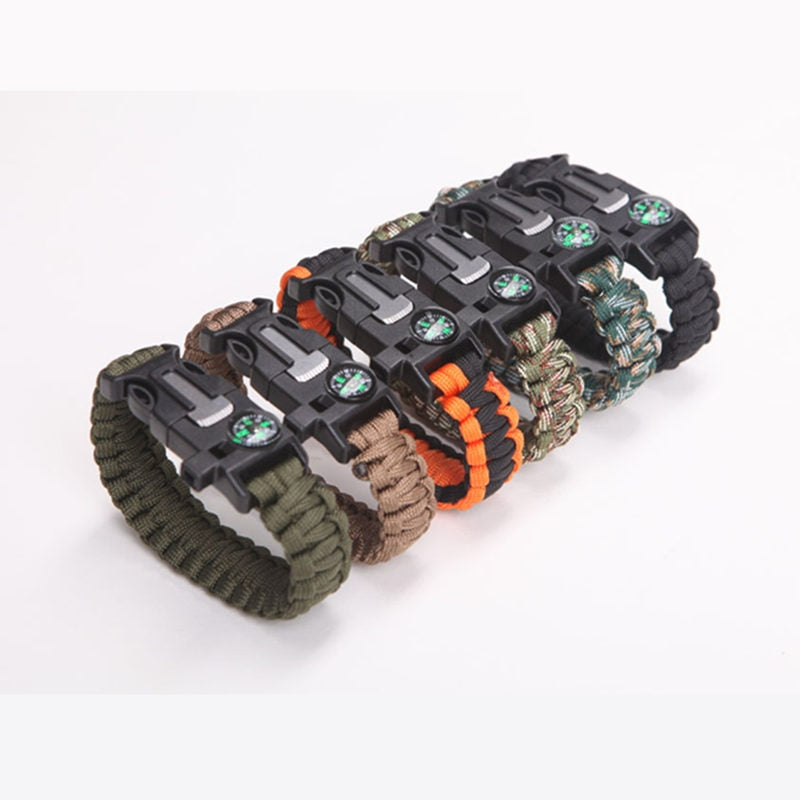Safety Survival Paracord Bracelet Whistles Multi Functional Emergency Paracord Bracelet Compass Whistle Parachute Without Flint