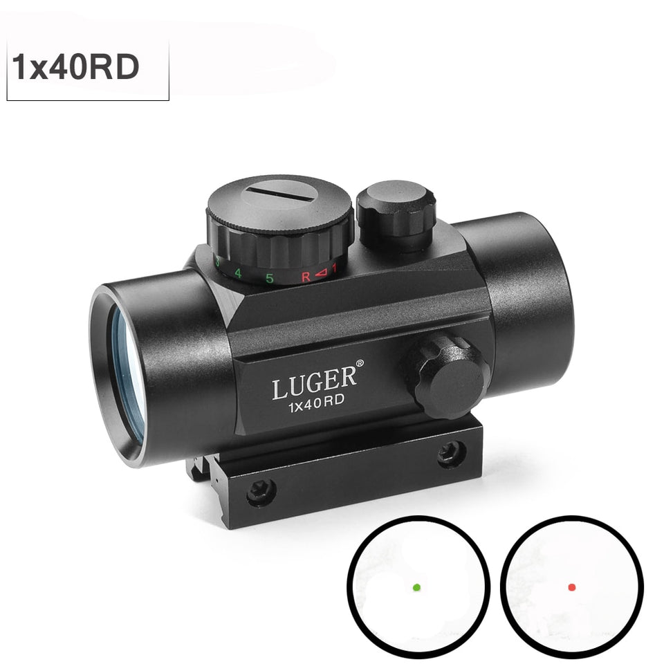 Tactical 1X40 MM Red Green Dot Sight Scope Optic Collimator Hunting Riflescope With 11/20MM Dovetail For Rifle Outdoor Air Gun