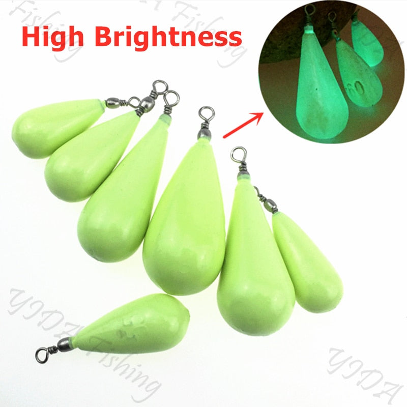 10g/15g/20g/30g/40g/50g/60g/80g/100g Luminous Water droplets lead weights Fluorescent fishing lead sinkers fishing accessories