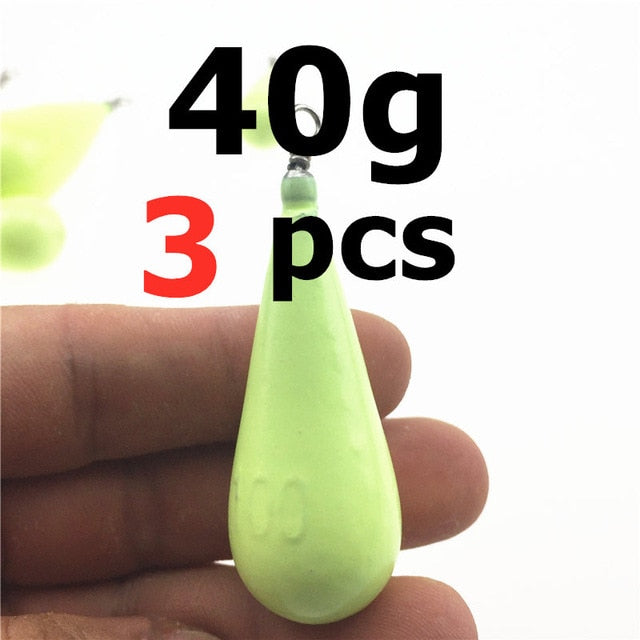 10g/15g/20g/30g/40g/50g/60g/80g/100g Luminous Water droplets lead weights Fluorescent fishing lead sinkers fishing accessories
