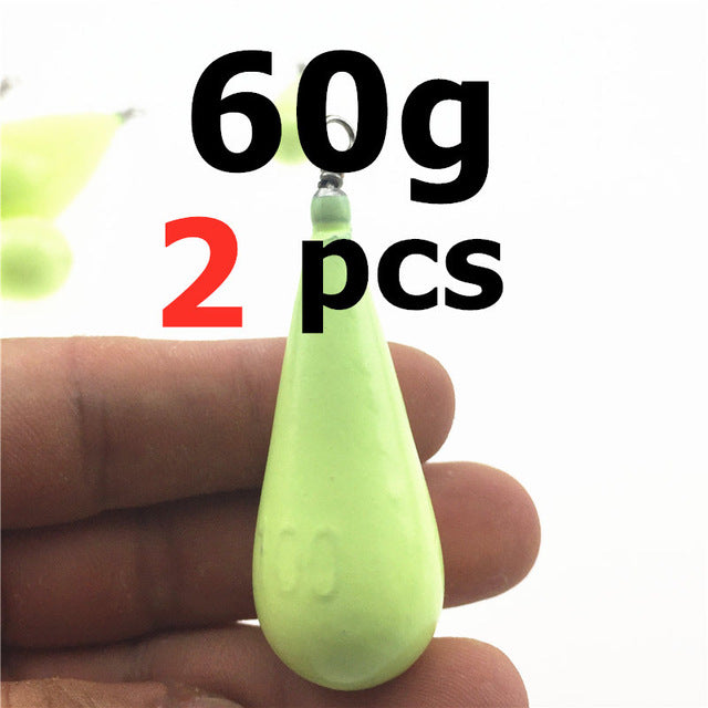 10g/15g/20g/30g/40g/50g/60g/80g/100g Luminous Water droplets lead weights Fluorescent fishing lead sinkers fishing accessories