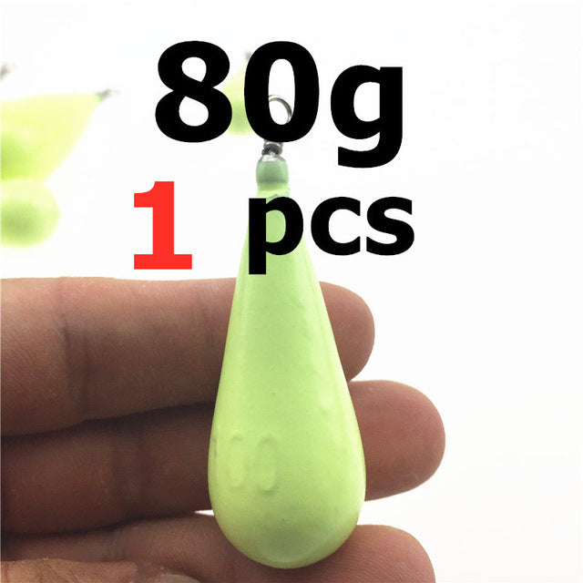 10g/15g/20g/30g/40g/50g/60g/80g/100g Luminous Water droplets lead weights Fluorescent fishing lead sinkers fishing accessories