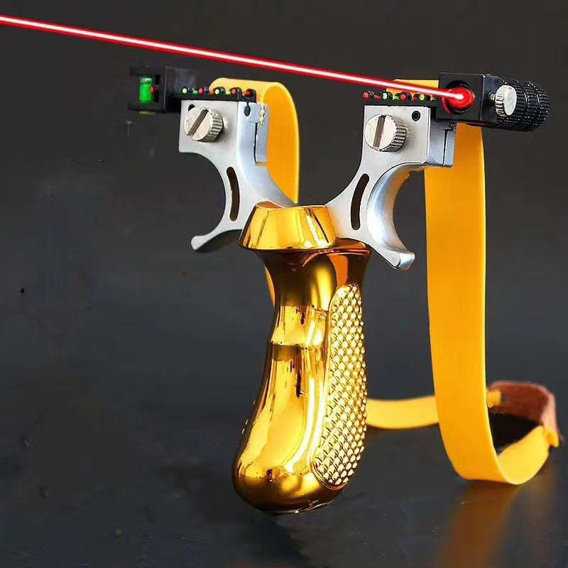Hunting Slingshot with Laser Light Sight Level Outdoor Shooting with Flat Rubber Band  Powerful Sling Shot