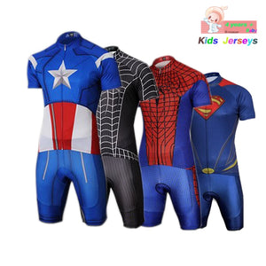 Kids Spider Man Cycling Jersey Wear Short Sleeves Cycling Set Boys Bike Clothing Ropa Ciclismo Girl Cycling Clothing Sports Suit