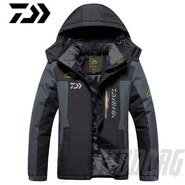 2020 New DAWA Thick Fishing Jacket Winter Waterproof Fishing Clothing Men Warm Fleece Cycling Fishing Coat Oversized Size M-9XL