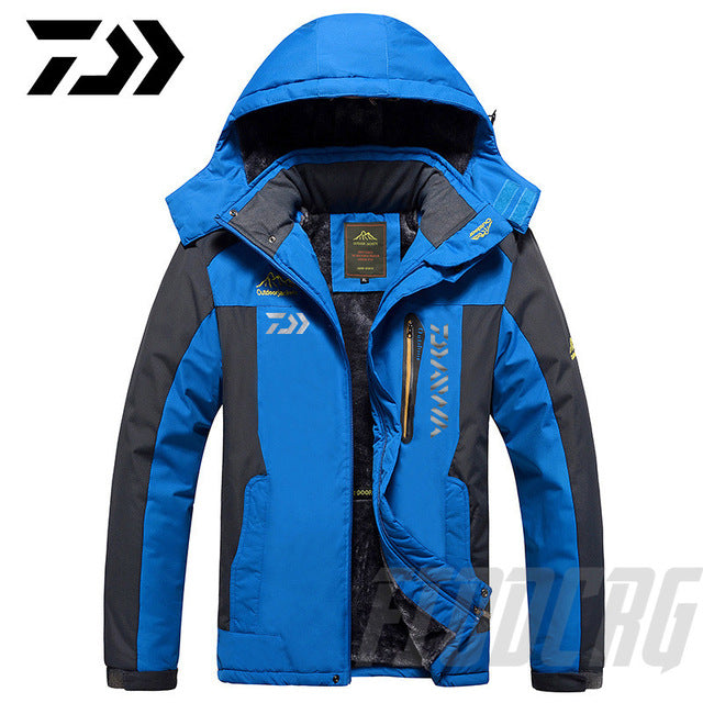 2020 New DAWA Thick Fishing Jacket Winter Waterproof Fishing Clothing Men Warm Fleece Cycling Fishing Coat Oversized Size M-9XL