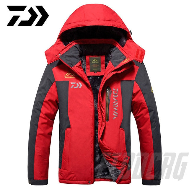 2020 New DAWA Thick Fishing Jacket Winter Waterproof Fishing Clothing Men Warm Fleece Cycling Fishing Coat Oversized Size M-9XL