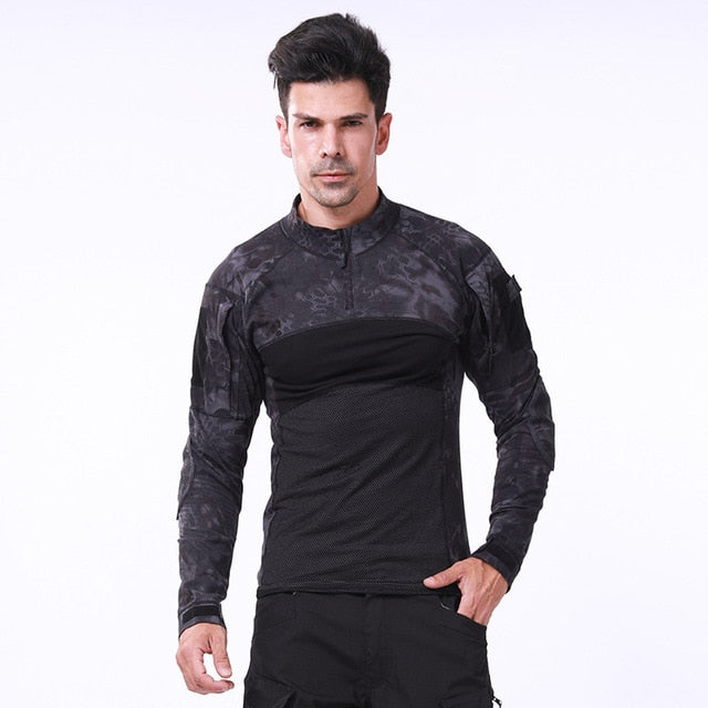 outdoor Men Camouflage Combat Shirt Army Long sleeve T-Shirt Military Tactics shirt Riding uniform Training clothing New Tshirt