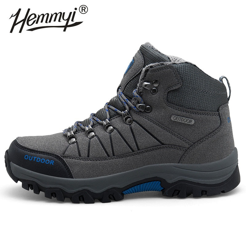 Hemmyi Winter Tide Men Boots High To Help Outdoor Hiking Shoes Plus Velvet Cold Snow Boots Large Size Men's Sport Shoes 39-46