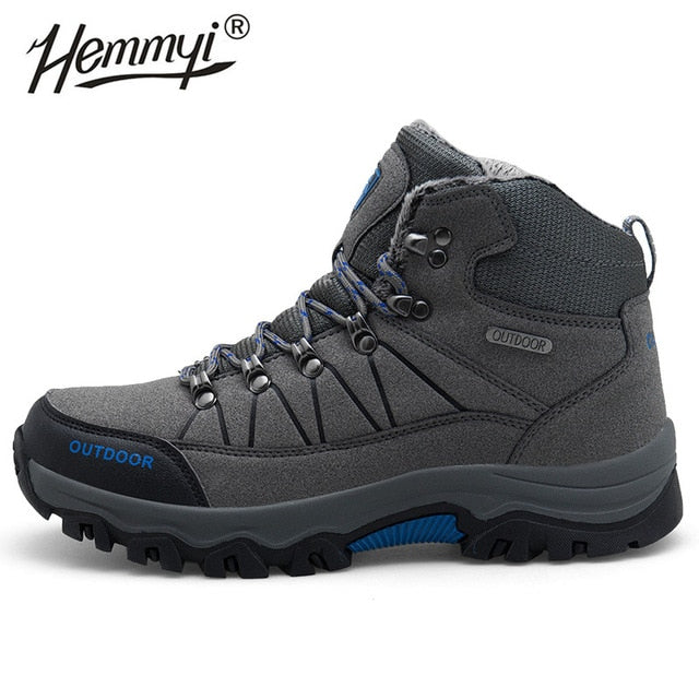 Hemmyi Winter Tide Men Boots High To Help Outdoor Hiking Shoes Plus Velvet Cold Snow Boots Large Size Men's Sport Shoes 39-46