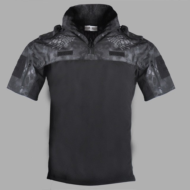 Summer Short Sleeve Military Uniform Tops Army Fan Combat Tactical Camouflage Clothes Outdoor CS Training Hunting Clothing Shirt
