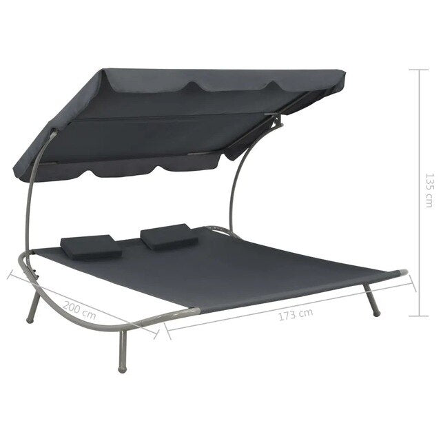 VidaXL Outdoor Camping Survival Sun Shelter Deck Chair Waterproof Beach Tent With Awning And Pillows Brown