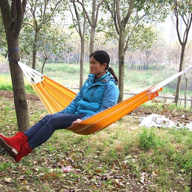 Outdoor Single Hammock Adult Outdoor Backpacking Travel Survival Hunting Sleeping Bed Single Swing Hanging Chair Hammock #35