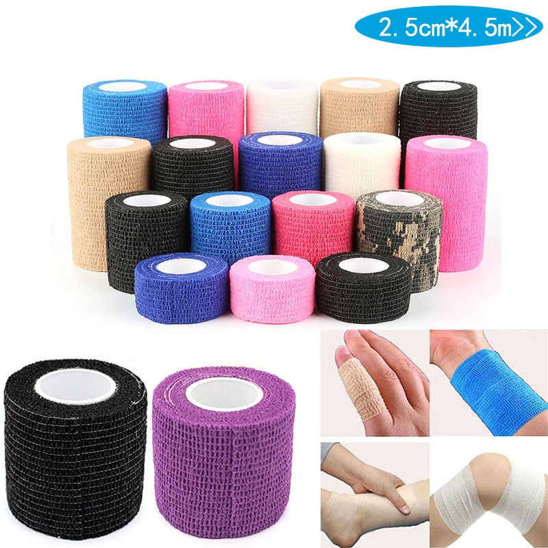 2.5cm*4.5m Bandage First Aid Kit Medical Health Care Treatment Self-Adhesive Elastic Bandage Muscle Tape Finger Joints Wrap