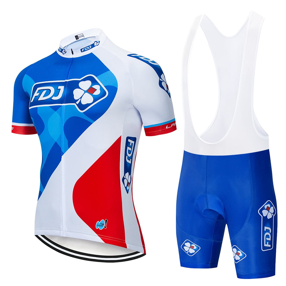 2019 Pro Team FDJ Cycling Jersey 9D Bib Set MTB Uniform Bike Clothing Quick Dry Bicycle Wear Clothes Mens Short Maillot Culotte