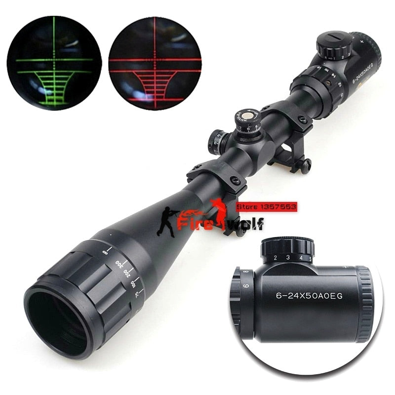 hunting 6-24x50 AOE Riflescope R&amp;G illuminated Riflescope Reticle Shotgun Rifle sniper Scope for hunting