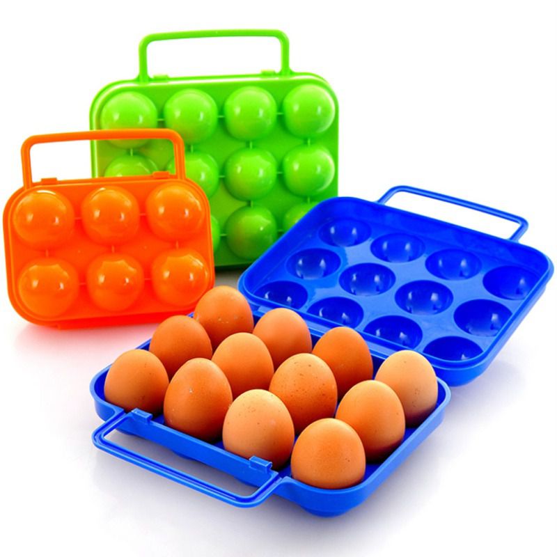 Camping Egg Storage Box 6 / 12 Grid Plastic Egg Tray Shockproof Portable Outdoor Carrying Container For BBQ Camping Accessories