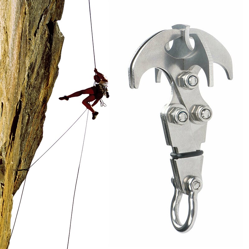 Stainless Steel Survival Folding Grappling Hook Outdoor Climbing Claw Accessories Gravity Hook Key Chain Car Traction Rescue