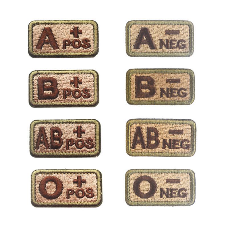 2.6*5CM Outdoor Tactical Military Badge Blood Type Patch Military Blood Type Patch Embroidered Morale