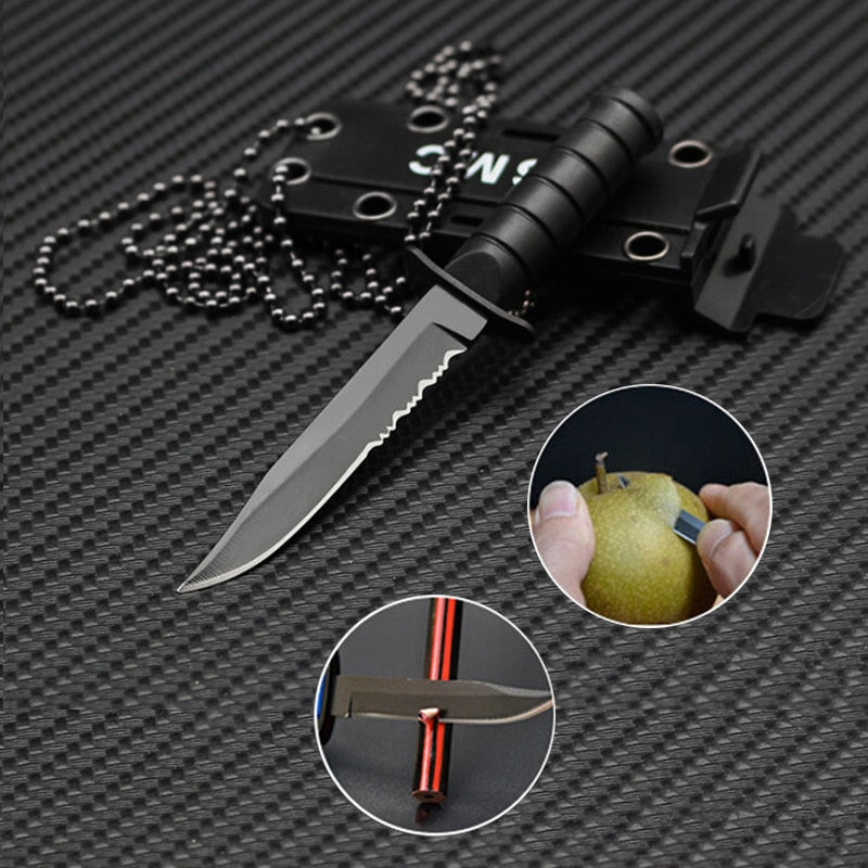 Outdoor Hunt Survive Hike Pocket Self Defense Box Letter Package Open Opener Portable Mini Necklace Blade Fruit Knife Camp