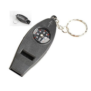 HobbyLane 4 in 1 Outdoor Emergency Whistle Compass Magnifier Thermometer Survival Kits with Keychain for Travel Camping Hiking