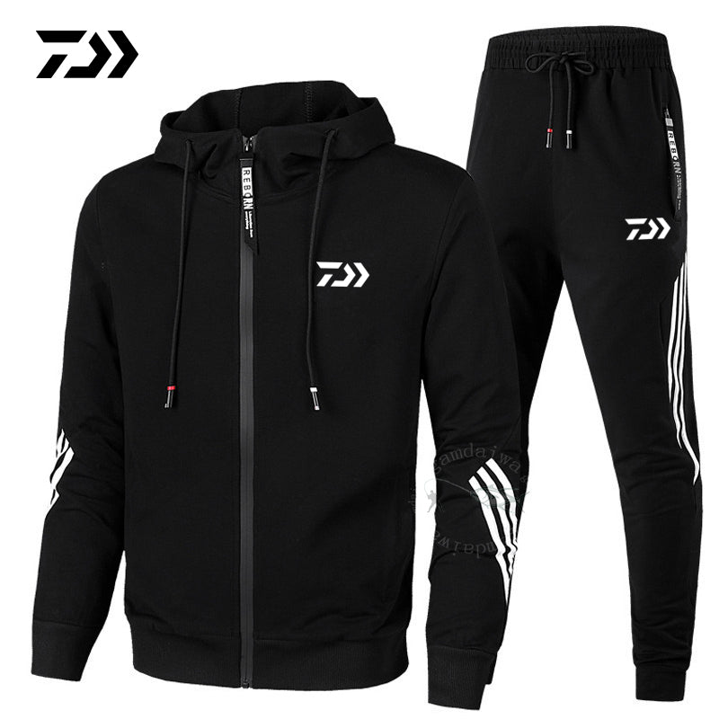 Daiwa Spring Autumn 2019  Fishing Suit Cotton Outdoor Camping Hiking Sport Set  Striped  Clothes Fishing Jacket Pants Suit
