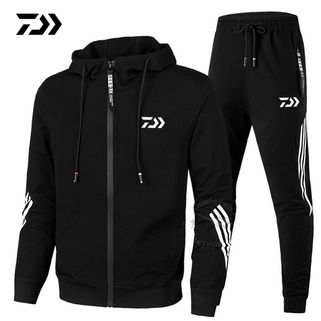 Daiwa Spring Autumn 2019  Fishing Suit Cotton Outdoor Camping Hiking Sport Set  Striped  Clothes Fishing Jacket Pants Suit