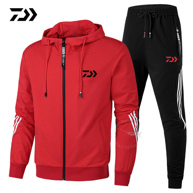 Daiwa Spring Autumn 2019  Fishing Suit Cotton Outdoor Camping Hiking Sport Set  Striped  Clothes Fishing Jacket Pants Suit