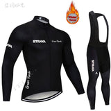 2019 Winter gules STRAVA Long Cycling JERSEY Bike Pants mens Ropa Ciclismo Thermal fleece bicycling Maillot Culotte wear