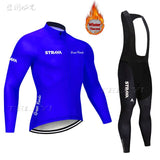 2019 Winter gules STRAVA Long Cycling JERSEY Bike Pants mens Ropa Ciclismo Thermal fleece bicycling Maillot Culotte wear