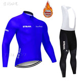 2019 Winter gules STRAVA Long Cycling JERSEY Bike Pants mens Ropa Ciclismo Thermal fleece bicycling Maillot Culotte wear