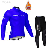 2019 Winter gules STRAVA Long Cycling JERSEY Bike Pants mens Ropa Ciclismo Thermal fleece bicycling Maillot Culotte wear