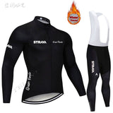 2019 Winter gules STRAVA Long Cycling JERSEY Bike Pants mens Ropa Ciclismo Thermal fleece bicycling Maillot Culotte wear
