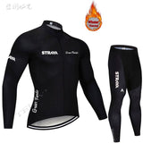 2019 Winter gules STRAVA Long Cycling JERSEY Bike Pants mens Ropa Ciclismo Thermal fleece bicycling Maillot Culotte wear