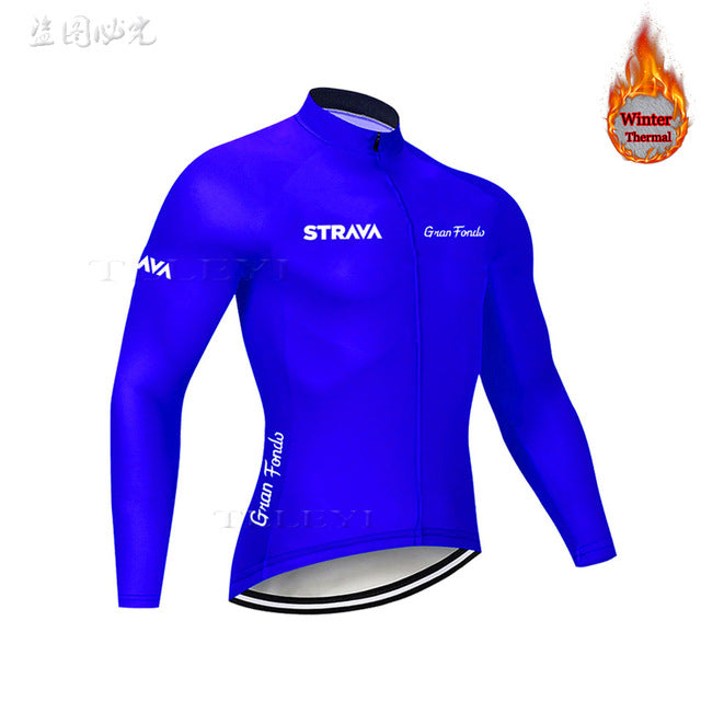 2019 Winter gules STRAVA Long Cycling JERSEY Bike Pants mens Ropa Ciclismo Thermal fleece bicycling Maillot Culotte wear