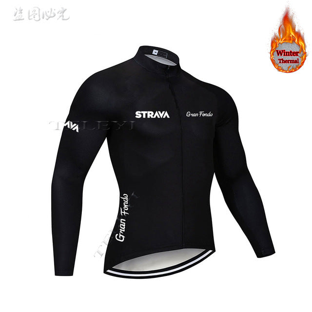 2019 Winter gules STRAVA Long Cycling JERSEY Bike Pants mens Ropa Ciclismo Thermal fleece bicycling Maillot Culotte wear