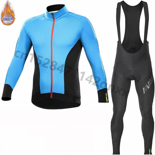 2019 New MAVIC Pro Team Winter Thermal Fleece Cycling Jersey Men Long Sleeve Set Outdoor Sport MTB Bike Clothing Ropa Ciclismo