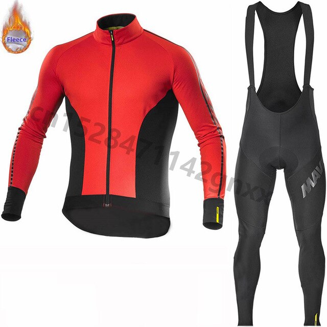2019 New MAVIC Pro Team Winter Thermal Fleece Cycling Jersey Men Long Sleeve Set Outdoor Sport MTB Bike Clothing Ropa Ciclismo