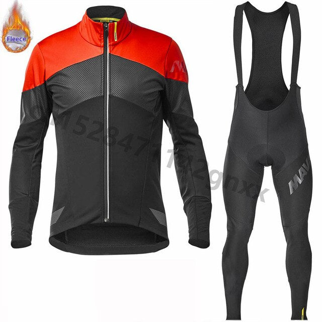 2019 New MAVIC Pro Team Winter Thermal Fleece Cycling Jersey Men Long Sleeve Set Outdoor Sport MTB Bike Clothing Ropa Ciclismo