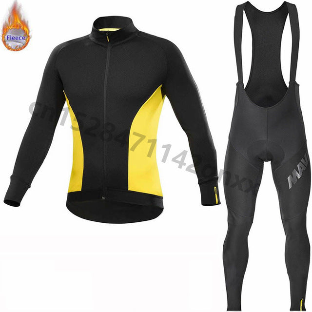 2019 New MAVIC Pro Team Winter Thermal Fleece Cycling Jersey Men Long Sleeve Set Outdoor Sport MTB Bike Clothing Ropa Ciclismo