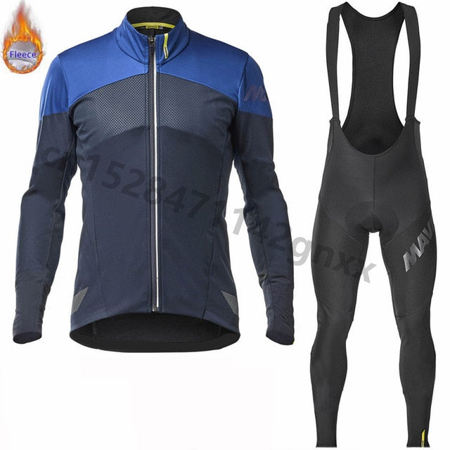 2019 New MAVIC Pro Team Winter Thermal Fleece Cycling Jersey Men Long Sleeve Set Outdoor Sport MTB Bike Clothing Ropa Ciclismo