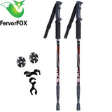 2Pcs/lot Anti Shock Nordic Walking Sticks Telescopic Trekking Hiking Poles Ultralight Walking Canes With Rubber Tips Protectors