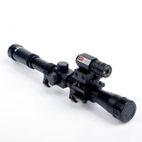 4x20 Rifle Optics Scope Tactical Crossbow Riflescope with Red Dot Laser Sight and 11mm Rail Mounts for 22 Caliber Guns Hunting A
