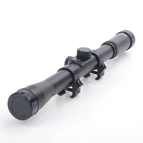 4x20 Rifle Optics Scope Tactical Crossbow Riflescope with Red Dot Laser Sight and 11mm Rail Mounts for 22 Caliber Guns Hunting A
