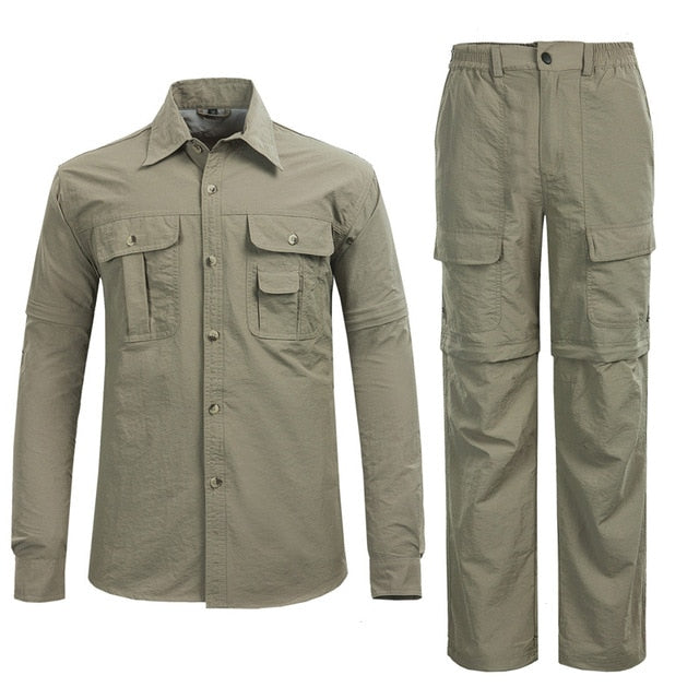 Hot Camping Climbing Fishing Clothing Suit Men Lightweight Trekking Anti-uv Sunscreen Quick Dry Hiking Outdoor Shirt Pants Sets