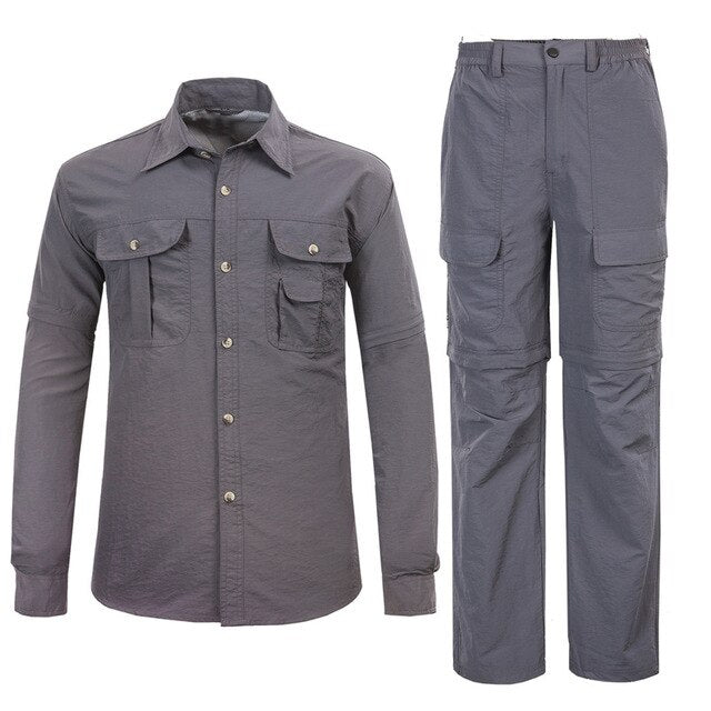 Hot Camping Climbing Fishing Clothing Suit Men Lightweight Trekking Anti-uv Sunscreen Quick Dry Hiking Outdoor Shirt Pants Sets