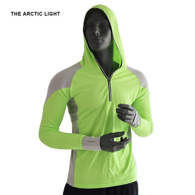 THE ARCTIC LIGHT Shirts Fishing Clothing Breathable Shirt Hiking Running Men Quick Drying UV Protection Long Sleeve Hooded