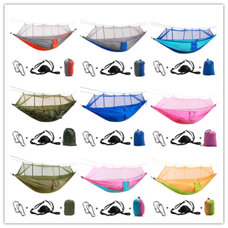 Outdoor Camping Parachute Hammock Mosquito Net Flyknit Double Leisure Sleeping Hanging Chair Tent Travel Survival Army Green