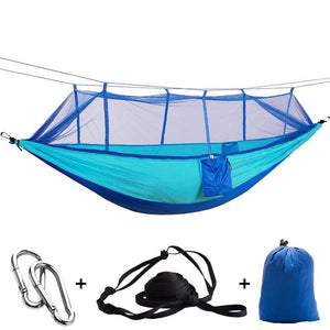 Outdoor Camping Parachute Hammock Mosquito Net Flyknit Double Leisure Sleeping Hanging Chair Tent Travel Survival Army Green